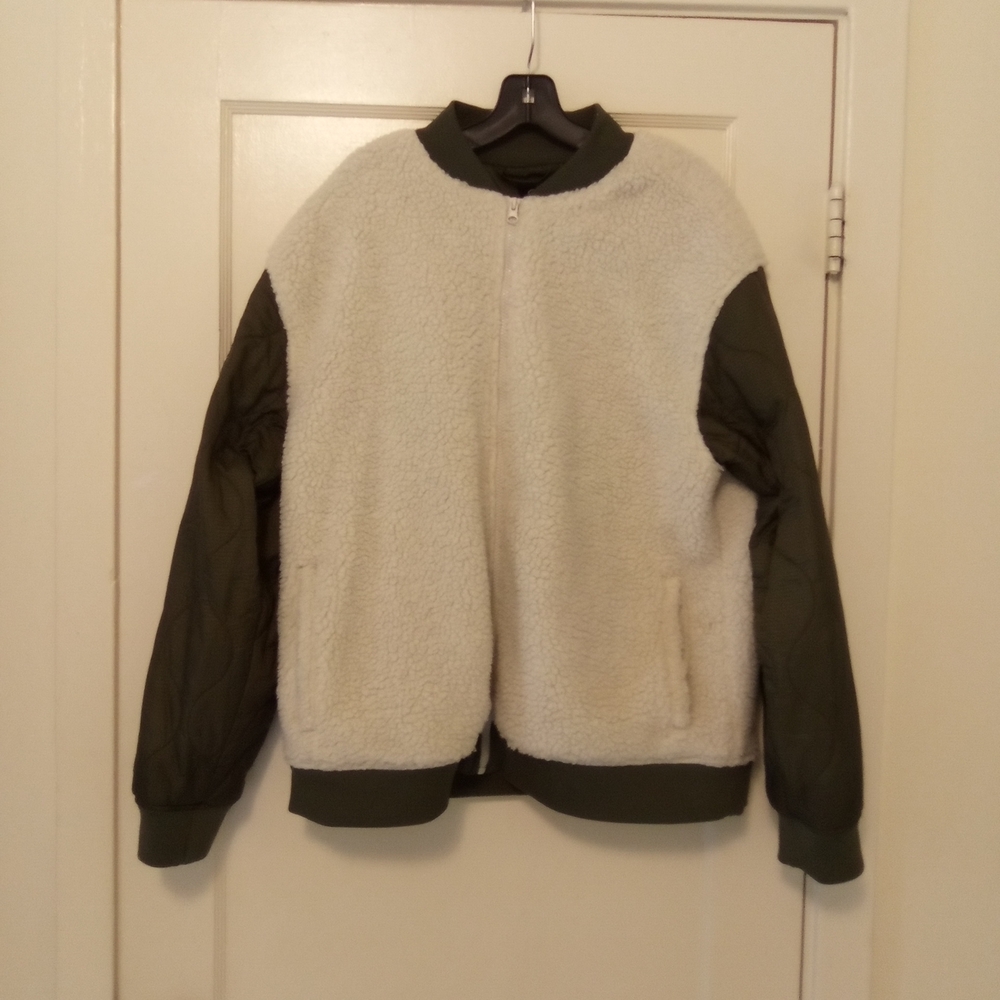 Original Use Men's  Olive and Cream Bomber Jacket Size Large
